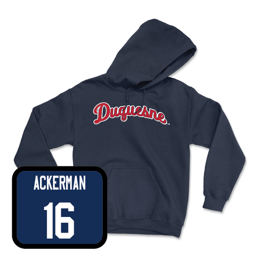 Duquesne Football Navy Script Hoodie - A.J. Ackerman