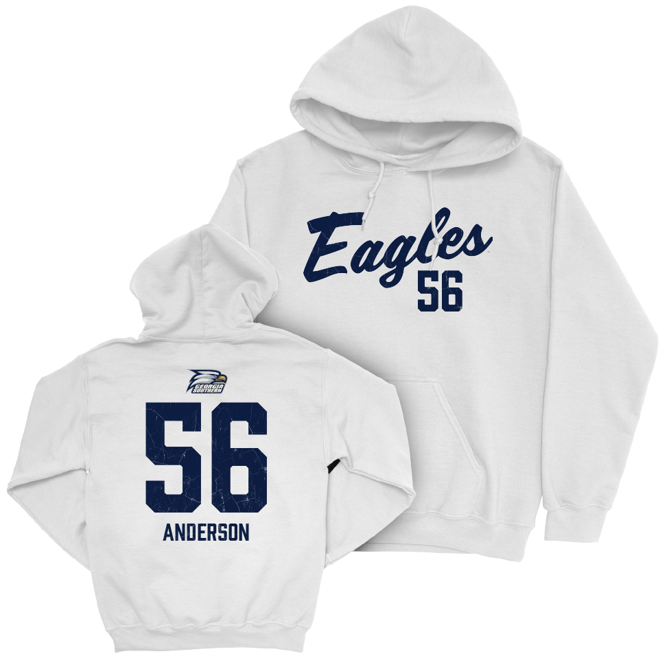 Georgia Southern Football White Script Hoodie  - Kyron Anderson