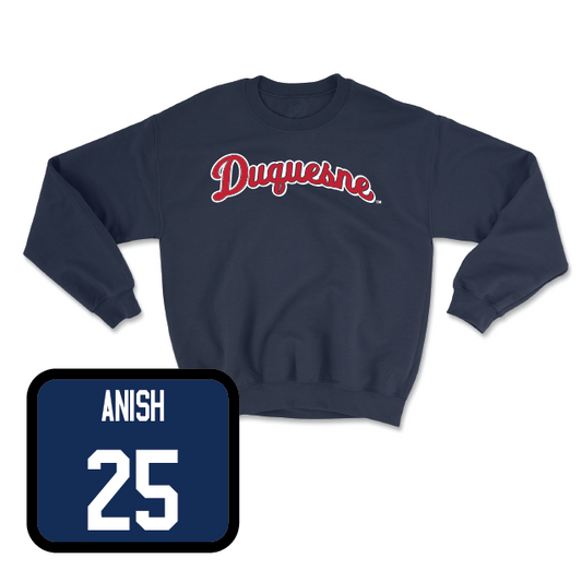 Duquesne Men's Basketball Navy Script Crew - Ethan Anish