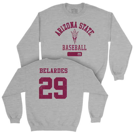 Arizona State Baseball Sport Grey Varsity Crew - Alec Belardes Small