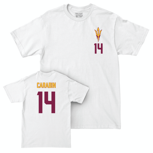 Arizona State Women's Soccer White Logo Comfort Colors Tee - Allison Carabin Small