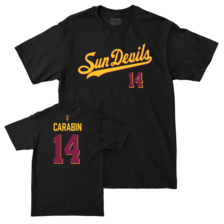 Arizona State Women's Soccer Black Script Tee - Allison Carabin Small