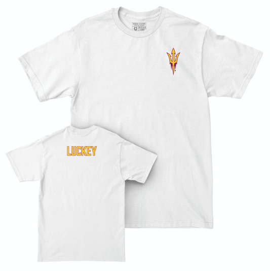 Arizona State Women's Track & Field White Logo Comfort Colors Tee - Aujane Luckey Small