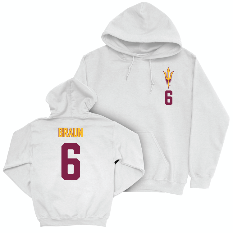 Arizona State Men's Basketball White Logo Hoodie - Connor Braun Small