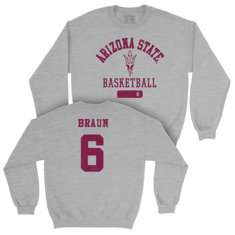 Arizona State Men's Basketball Sport Grey Varsity Crew - Connor Braun Small