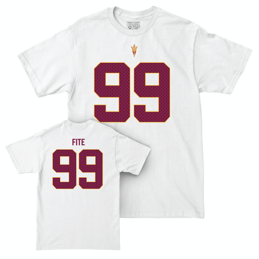 Arizona State Football White Blitz Comfort Colors Tee - CJ Fite Small