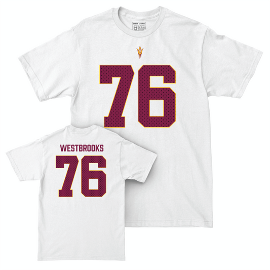 Arizona State Football White Blitz Comfort Colors Tee - Champ Westbrooks Small