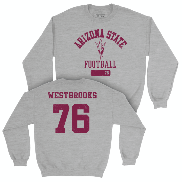 Arizona State Football Sport Grey Varsity Crew - Champ Westbrooks Small