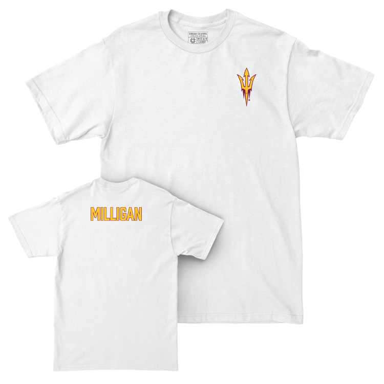 Arizona State Women's Swim & Dive White Logo Comfort Colors Tee - Erin Milligan Small