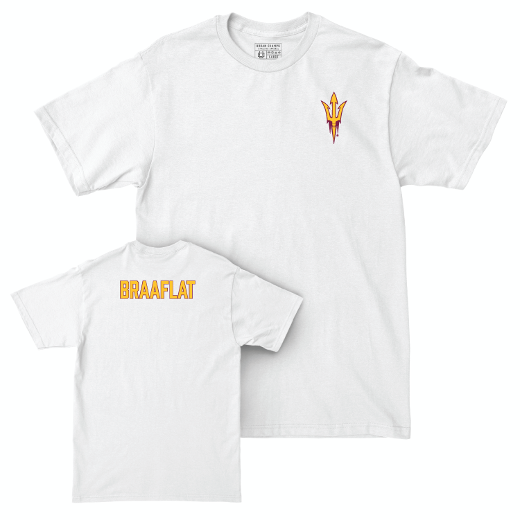 Arizona State Women's Gymnastics White Logo Comfort Colors Tee - Halle Braaflat Small