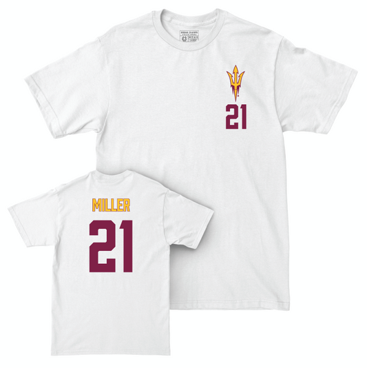 Arizona State Women's Basketball White Logo Comfort Colors Tee - Hanna Miller Small