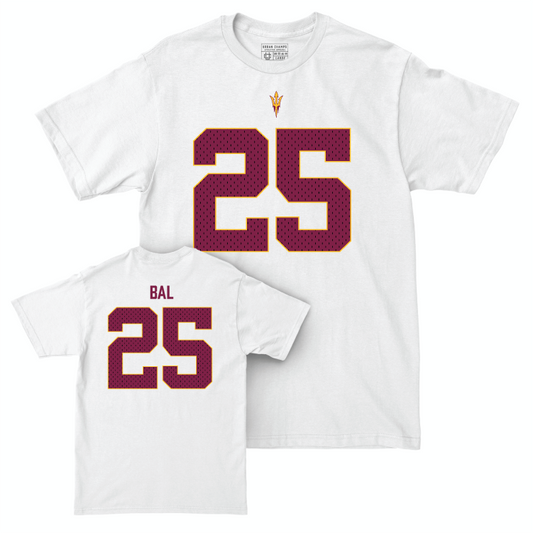 Arizona State Football White Blitz Comfort Colors Tee - Jackquintin Bal Small