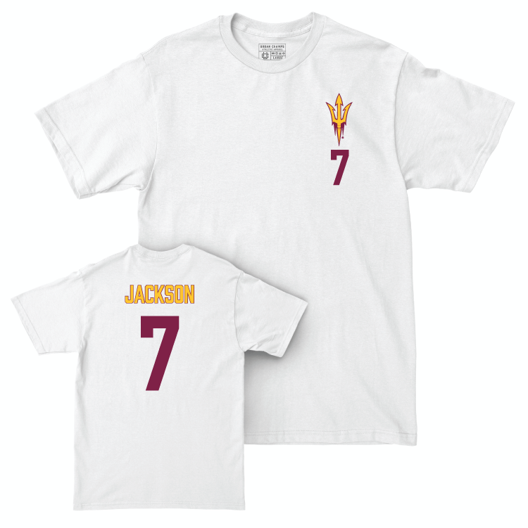 Arizona State Women's Basketball White Logo Comfort Colors Tee - Jazion Jackson Small