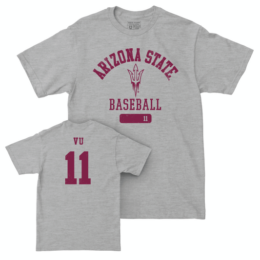 Arizona State Baseball Sport Grey Varsity Tee - Kien Vu Small