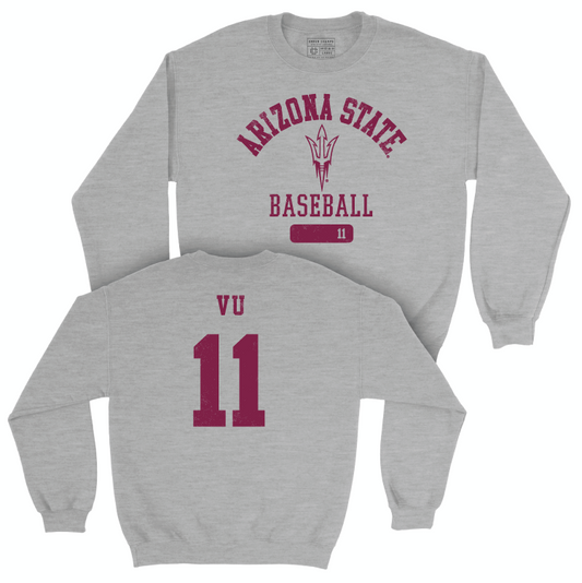 Arizona State Baseball Sport Grey Varsity Crew - Kien Vu Small