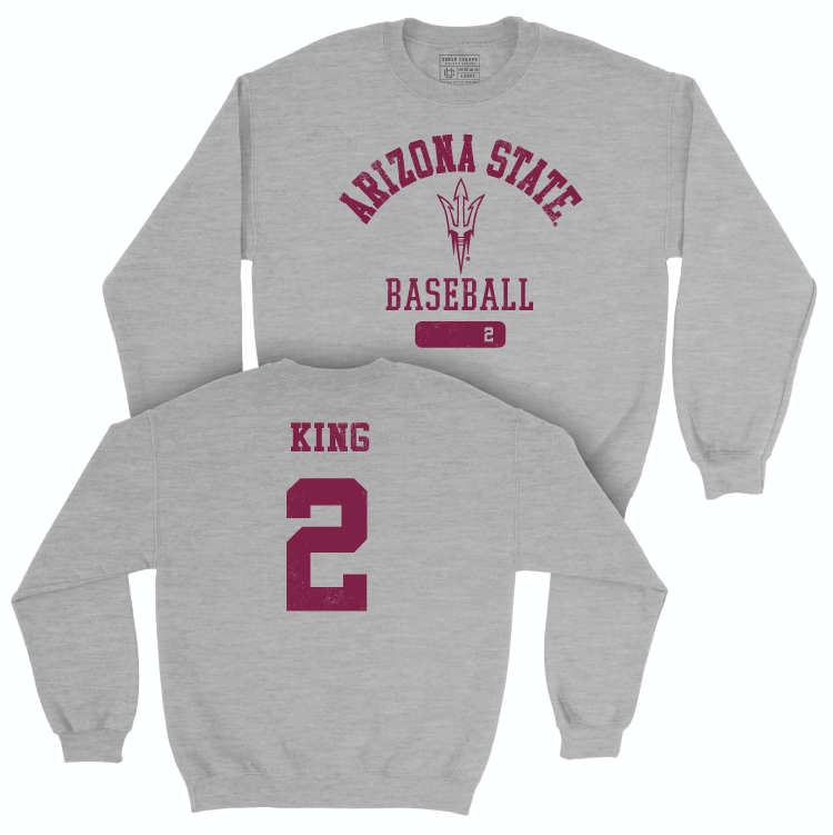 Arizona State Baseball Sport Grey Varsity Crew - Matt King Small