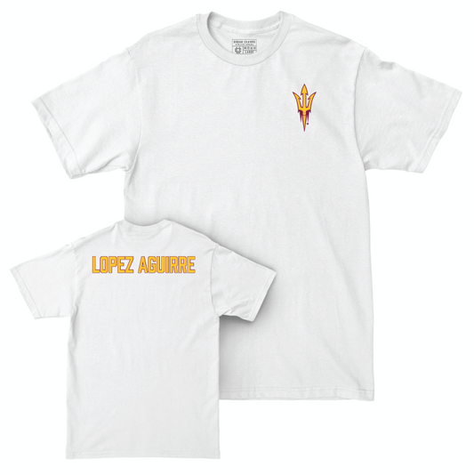 Arizona State Women's Triathlon White Logo Comfort Colors Tee - MJ Lopez Aguirre Small