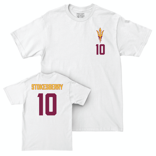 Arizona State Women's Women's Lacrosse White Logo Comfort Colors Tee - Tate Stokesberry Small