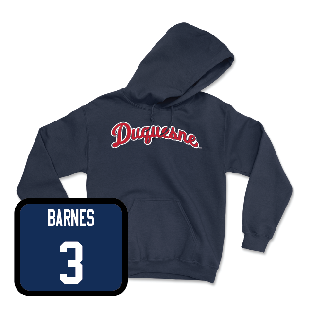 Duquesne Football Navy Script Hoodie - CJ Barnes