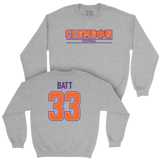 Clemson Football Sport Grey Stacked Crew  - Griffin Batt