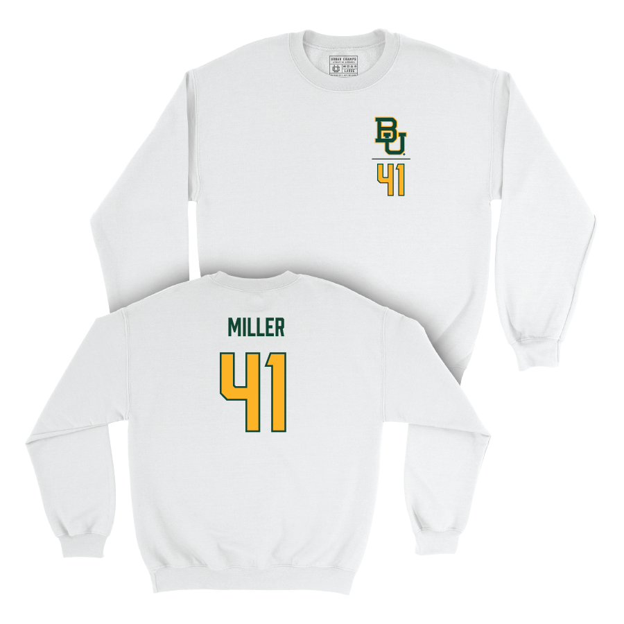 Baylor Football White Logo Crew - Brooks Miller Small