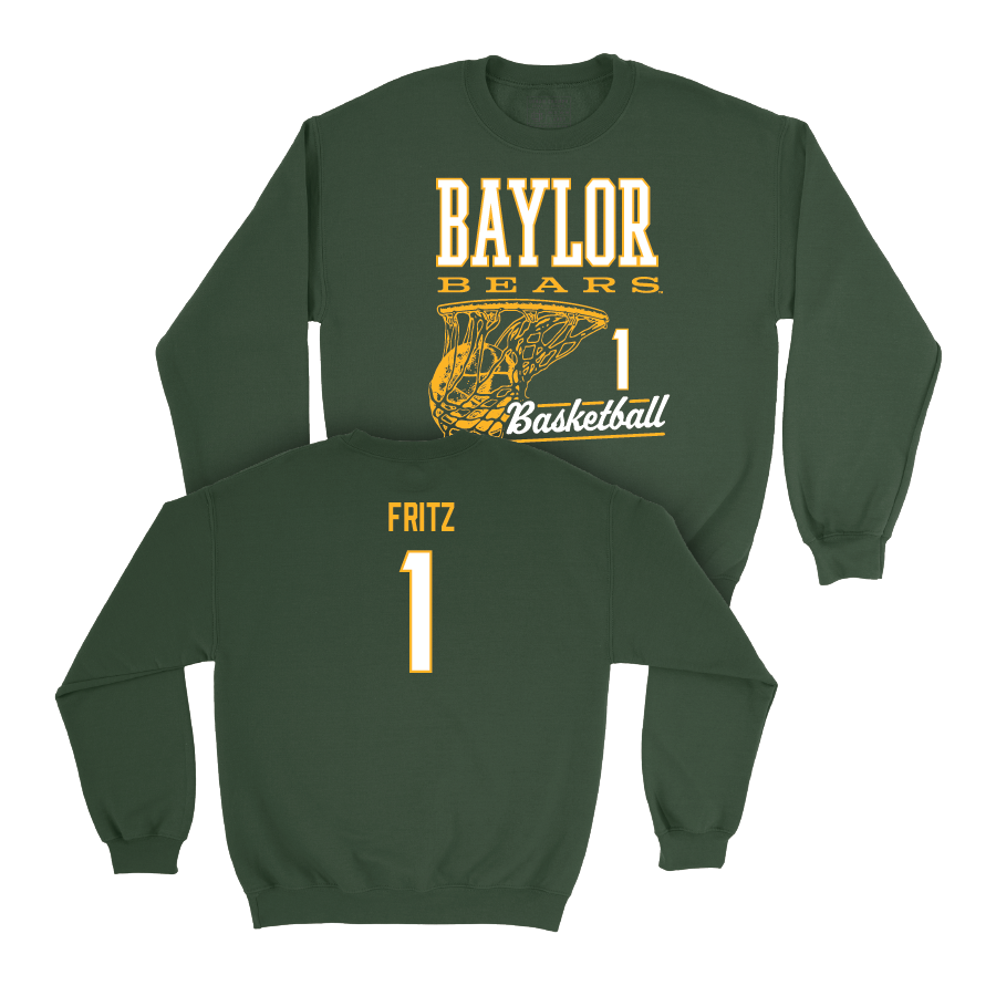 Baylor Women's Basketball Green Hoops Crew - Denae Fritz Small