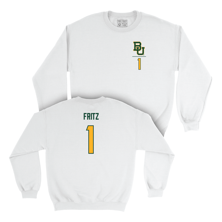 Baylor Women's Basketball White Logo Crew - Denae Fritz Small