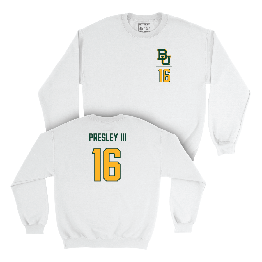 Baylor Football White Logo Crew - Hal Presley III Small