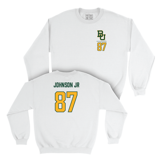 Baylor Football White Logo Crew - Kelsey Johnson Jr. Small