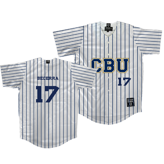 CBU Baseball White Jersey  - Luis Becerra