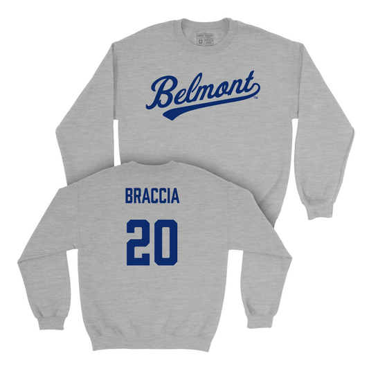 Belmont Men's Basketball Sport Grey Script Crew  - Aidan Braccia Small