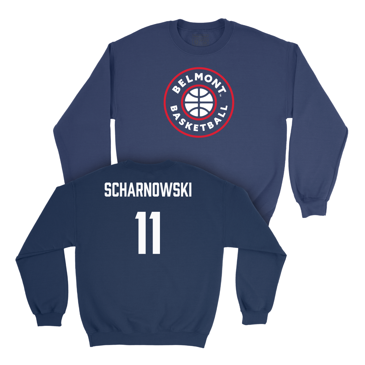 Belmont Men's Basketball Navy Hardwood Crew - Andrew Scharnowski Small