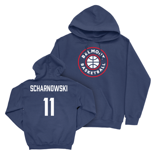 Belmont Men's Basketball Navy Hardwood Hoodie - Andrew Scharnowski Small