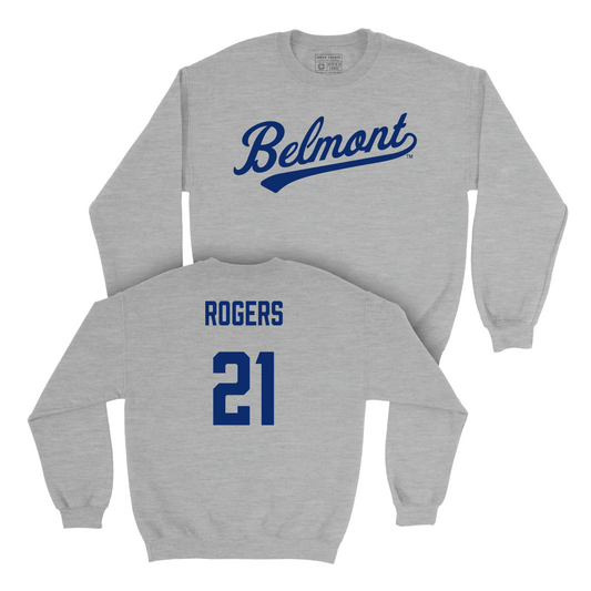 Belmont Men's Basketball Sport Grey Script Crew - Brigham Rogers Small