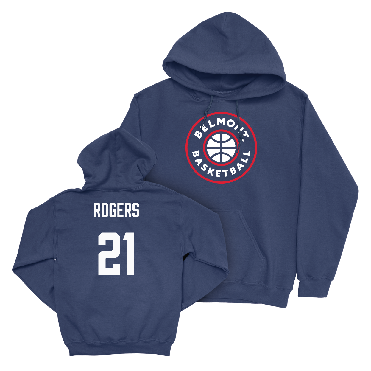 Belmont Men's Basketball Navy Hardwood Hoodie - Brigham Rogers Small