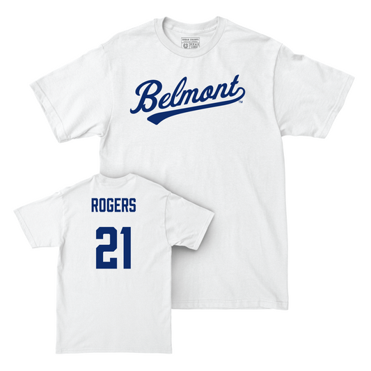 Belmont Men's Basketball White Script Comfort Colors Tee - Brigham Rogers Small