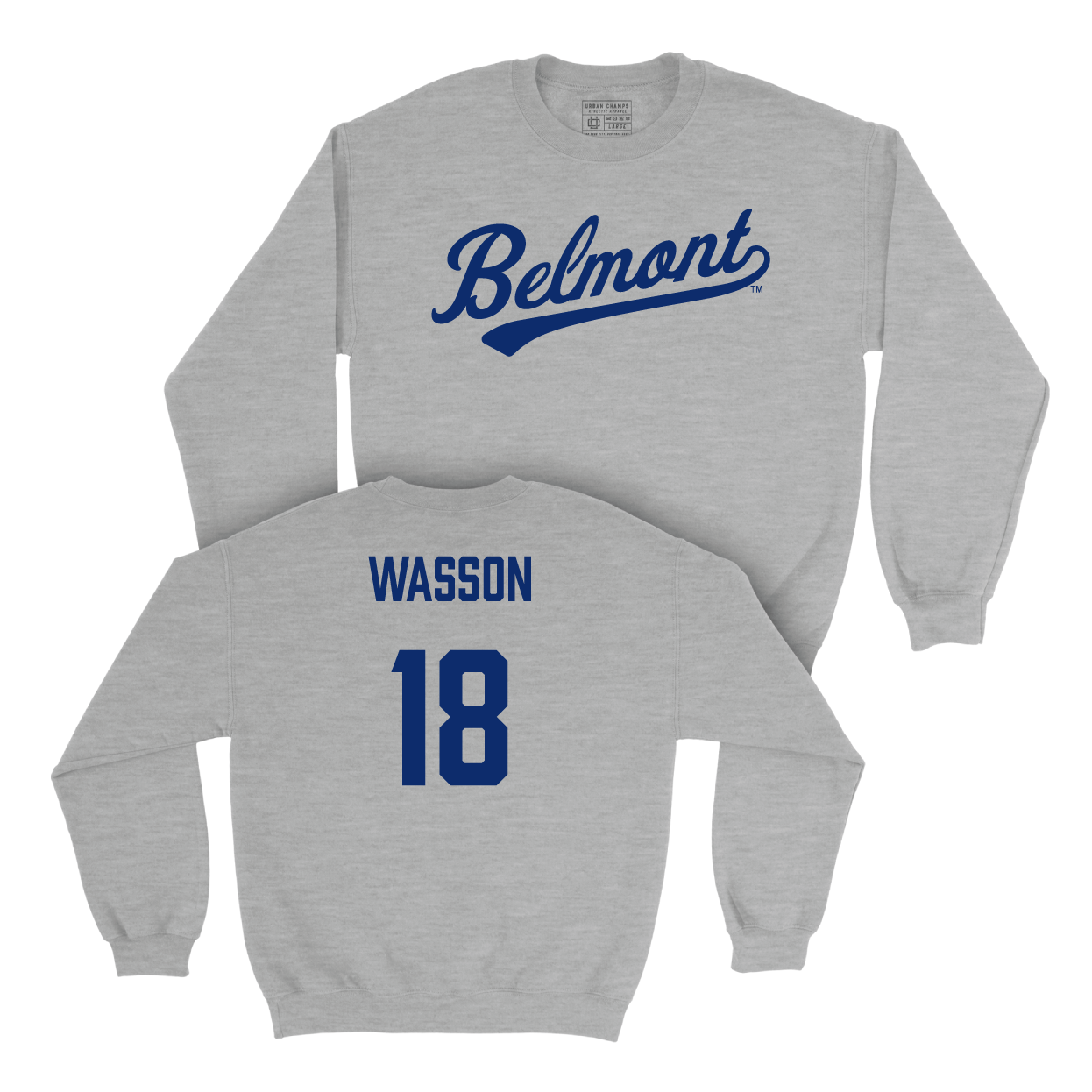 Belmont Baseball Sport Grey Script Crew - Dalton Wasson Small