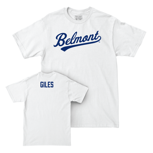 Belmont Softball White Script Comfort Colors Tee  - Ellie Giles Small