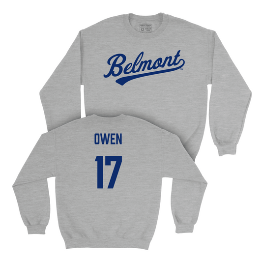 Belmont Baseball Sport Grey Script Crew - Heath Owen Small