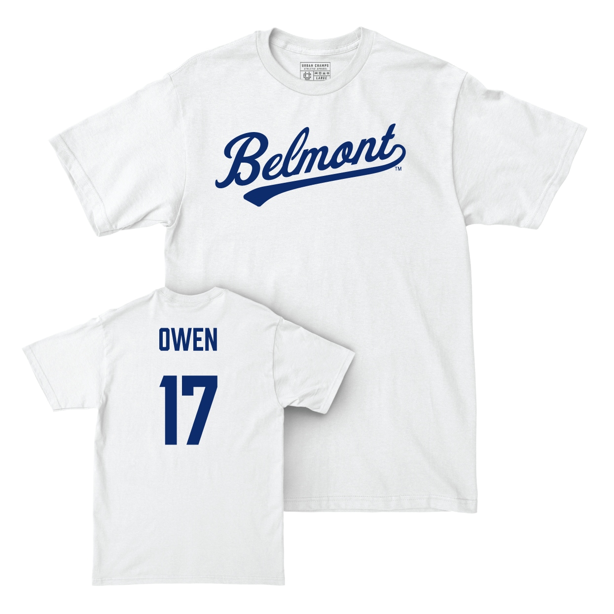 Belmont Baseball White Script Comfort Colors Tee - Heath Owen Small