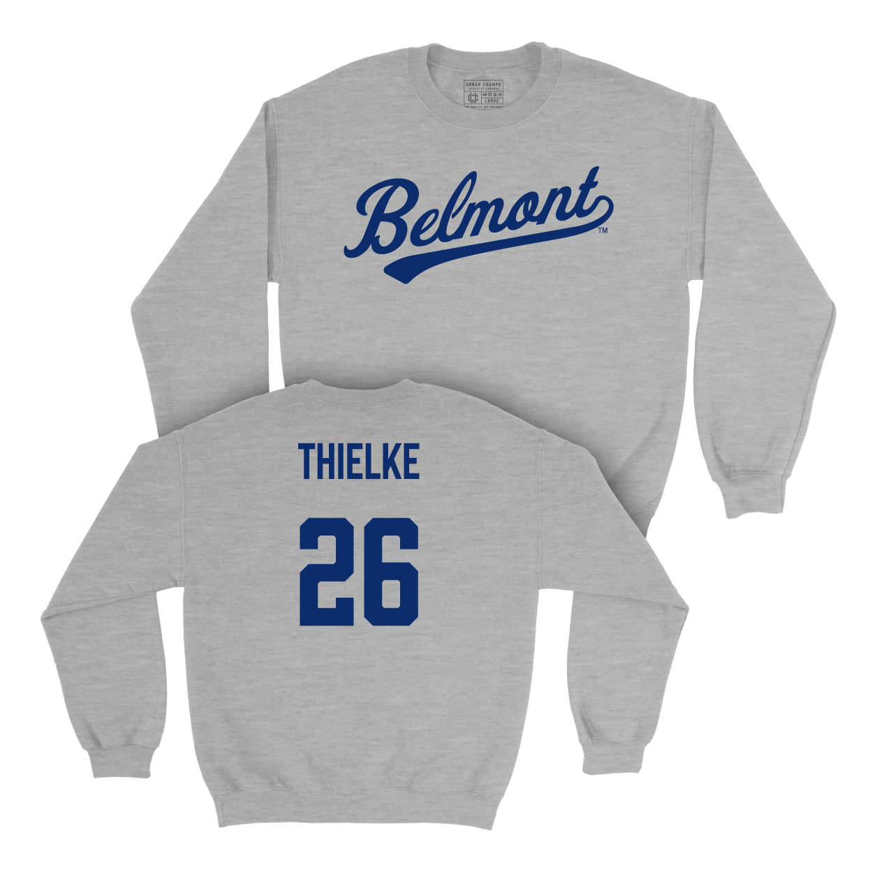 Belmont Baseball Sport Grey Script Crew Small / Jett Thielke | #26