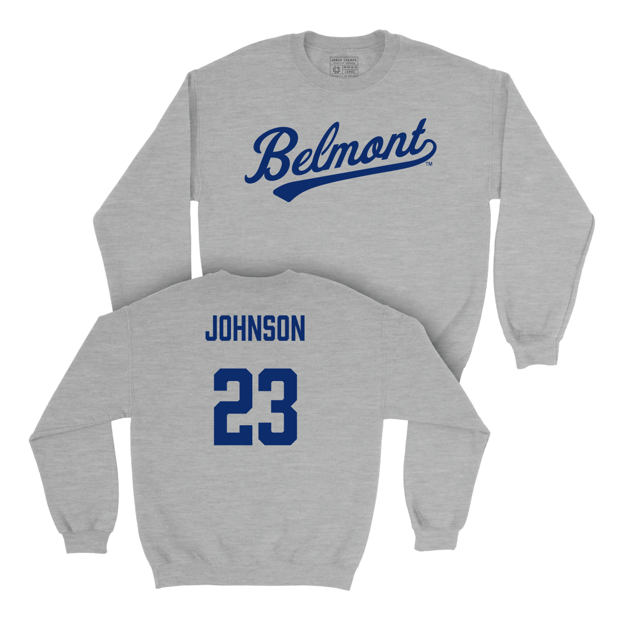 Belmont Softball Sport Grey Script Crew Small / Maya Johnson | #23