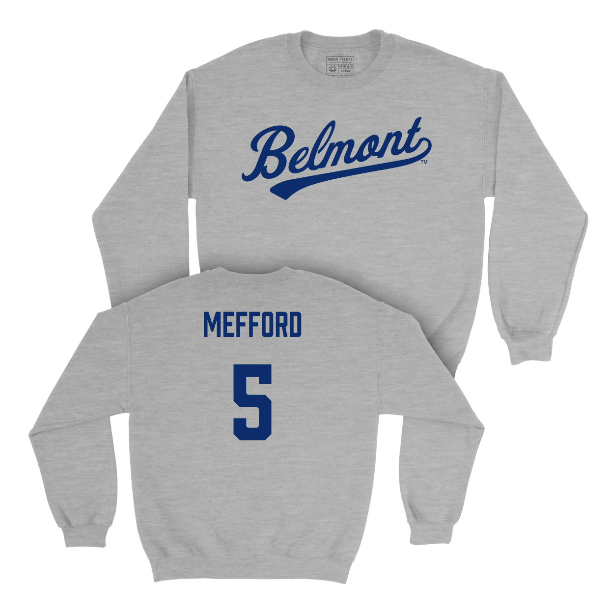 Belmont Men's Soccer Sport Grey Script Crew Small / Nathan Mefford | #5