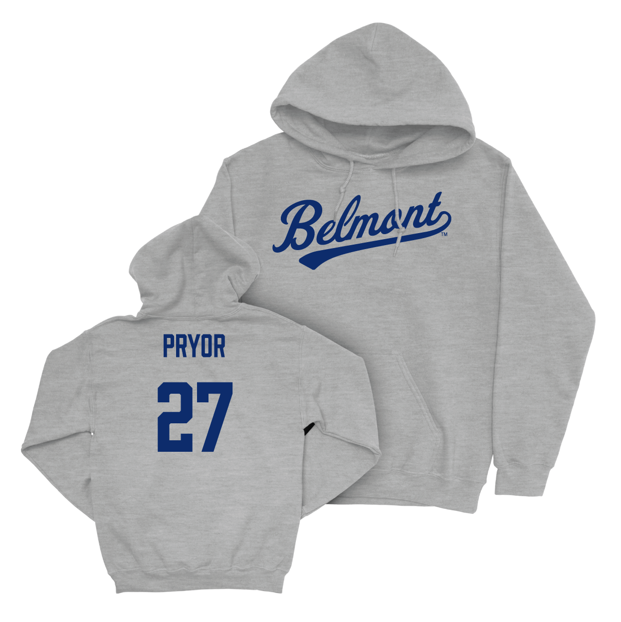 Belmont Baseball Sport Grey Script Hoodie Small / Will Pryor | #27