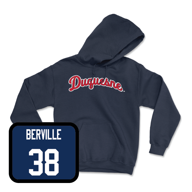 Duquesne Men's Soccer Navy Script Hoodie - Hugo Berville