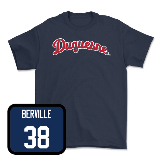 Duquesne Men's Soccer Navy Script Tee - Hugo Berville