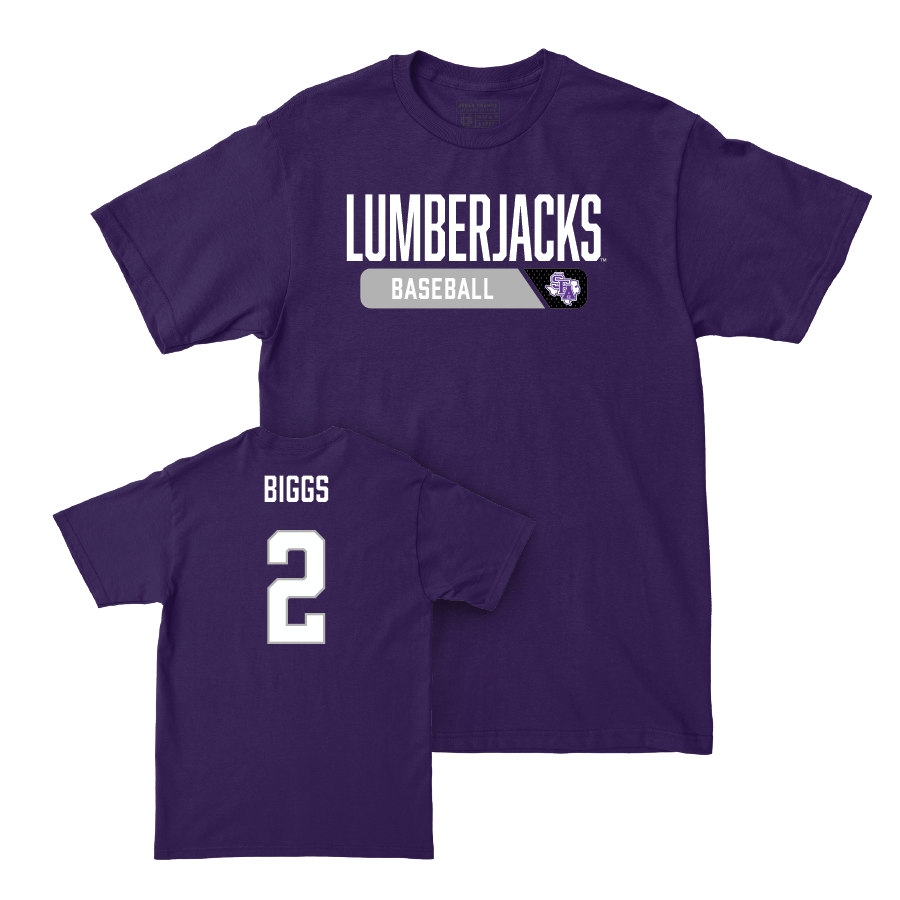 SFA Baseball Purple Staple Tee  - Tom Biggs