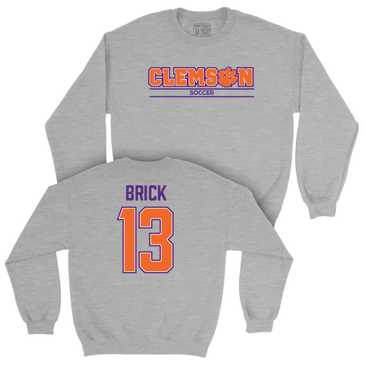 Clemson Men's Soccer Sport Grey Stacked Crew  - Mathieu Brick