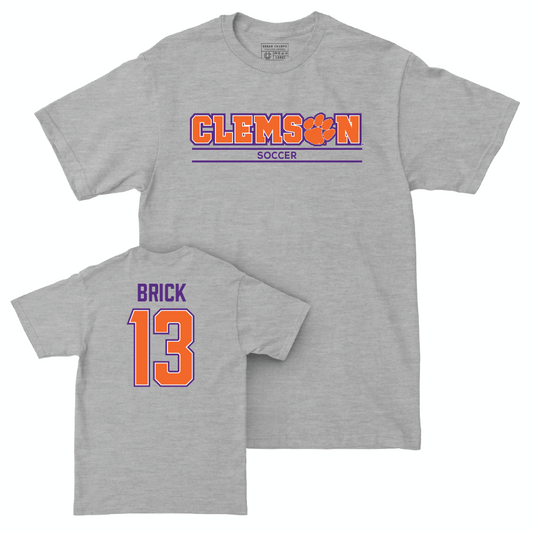 Clemson Men's Soccer Sport Grey Stacked Tee  - Mathieu Brick