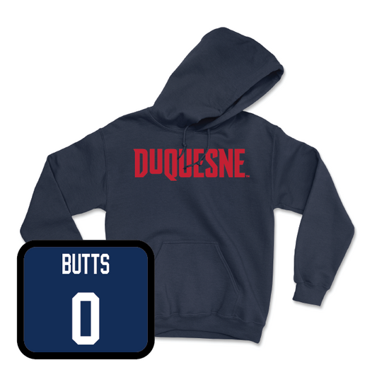 Duquesne Football Navy Script Hoodie - Taj Butts